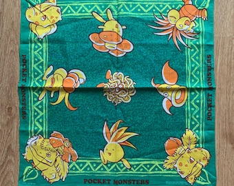 Vintage Pocket Monster Pokemon Handkerchief | Rare Character Cotton Scarf | Retro Bandana Gift for Her | 3366