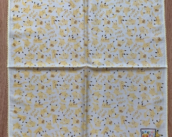 Pocket monster Pokemon Pikachu Handkerchief | Rare Character Cotton Scarf | Retro Bandana Gift for Her | 3186