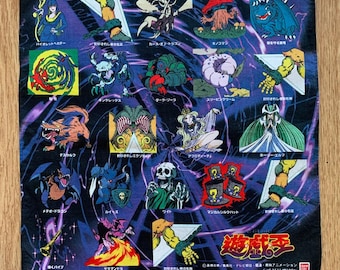 Vintage Yu Gi Oh-zakdoek | Katoenen sjaal met zeldzame karakters | Retro bandana cadeau voor haar | 2839
