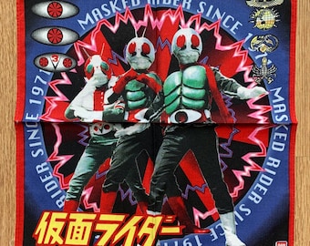 Vintage Masked Rider Kamen Rider V1 V2 V3 zakdoek | Katoenen sjaal met zeldzame karakters | Retro bandana cadeau voor haar | 3093