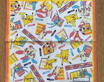 Vintage Pokémon Handkerchief | Rare Character Cotton Scarf | Retro Bandana Gift for Her | 2933