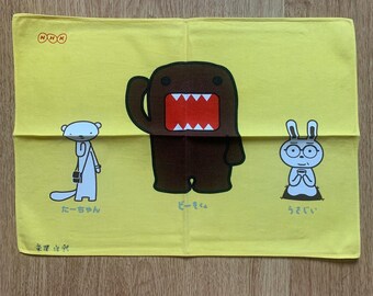 Vintage Domo-kun Handkerchief | Rare Character Cotton Scarf | Retro Bandana Gift for Her | 3036