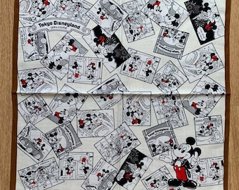 Vintage Mickey mouse Handkerchief | Rare Character Cotton Scarf | Retro Bandana Gift for Her | 3050