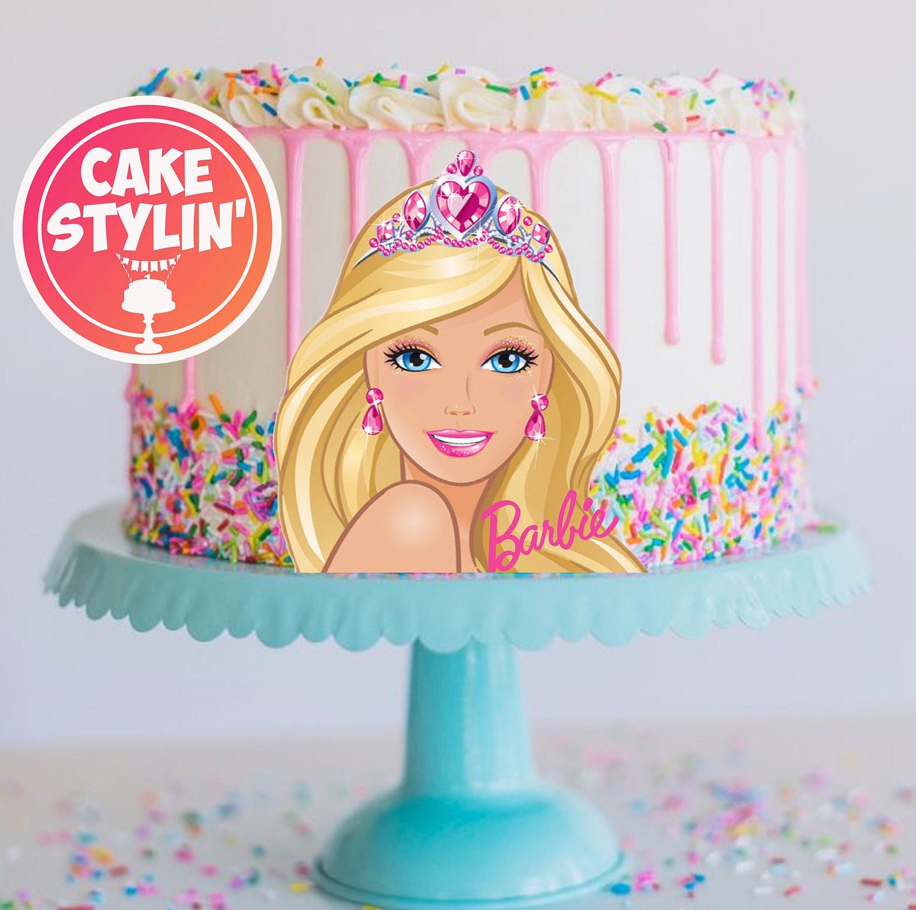 1 X BARBIE Cake Topper Edible Wafer Card Birthday Party Kids - Etsy