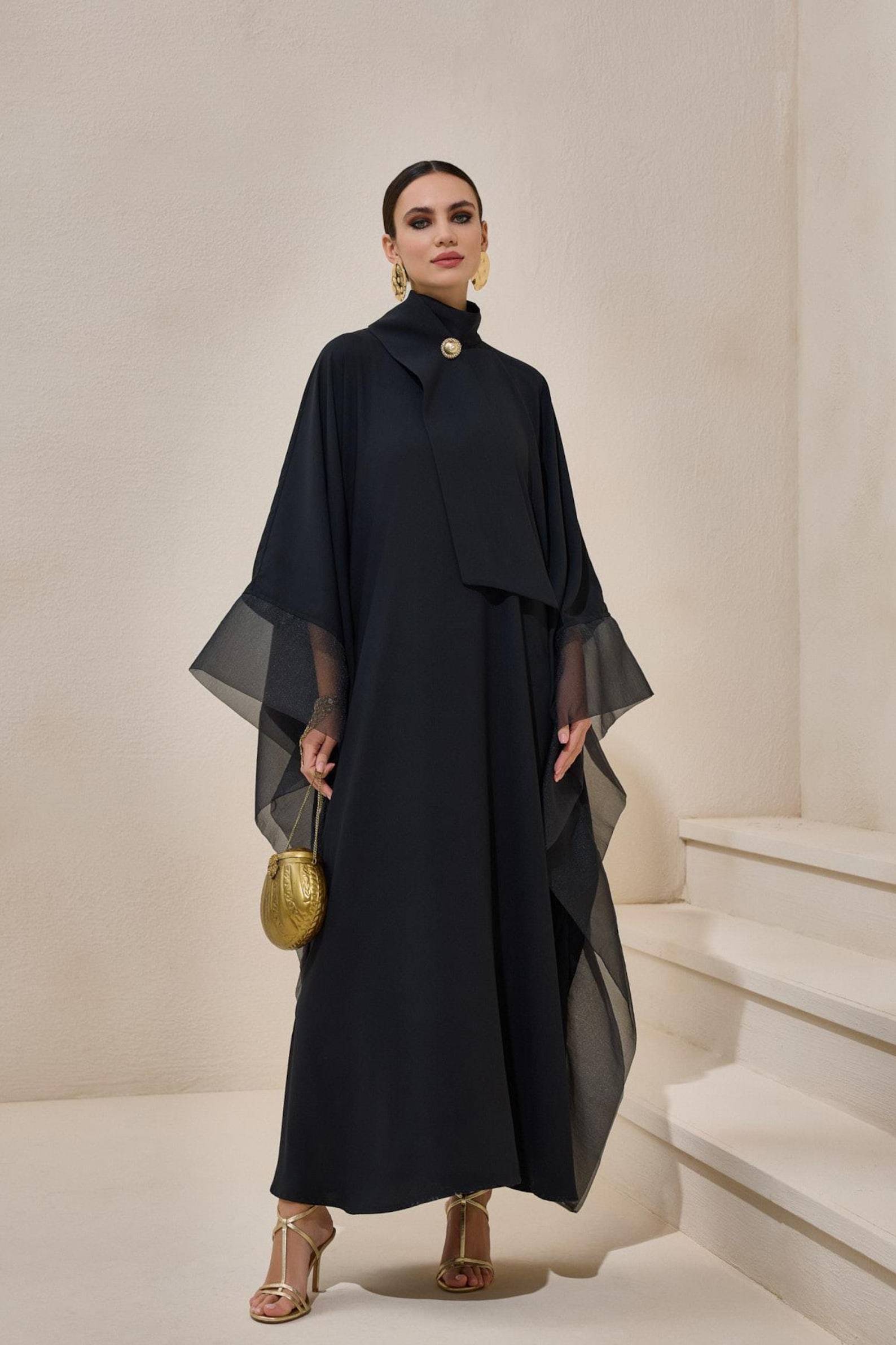 Organza Shirt Dress - Black