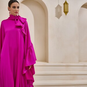 Fuchsia swirl printed kaftan main image 0
