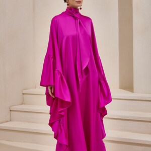 Kafton Top V-Neck Fuchsia | Slinky Jersey Relaxed Blouse