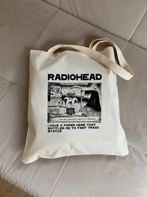 Radiohead Tote Bag, Handmade Bag, Black Bag, Handmade, Tote Bags, Design Bag, Tote Bag, Black and White Bag, Cartoon Bag, Bag