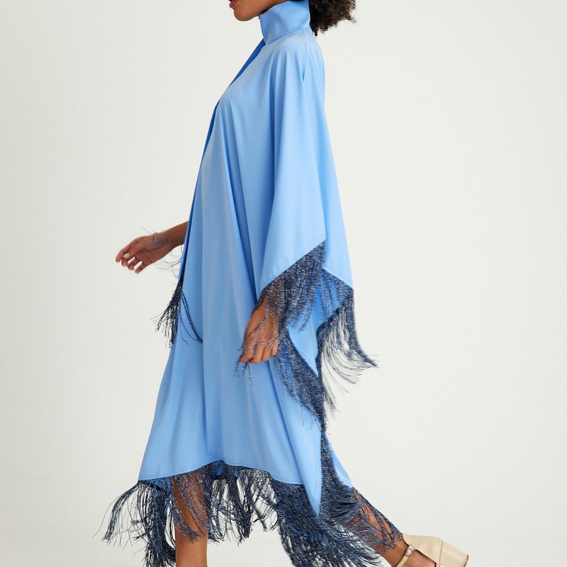 Blue Fringe Kaftan dress main image 0