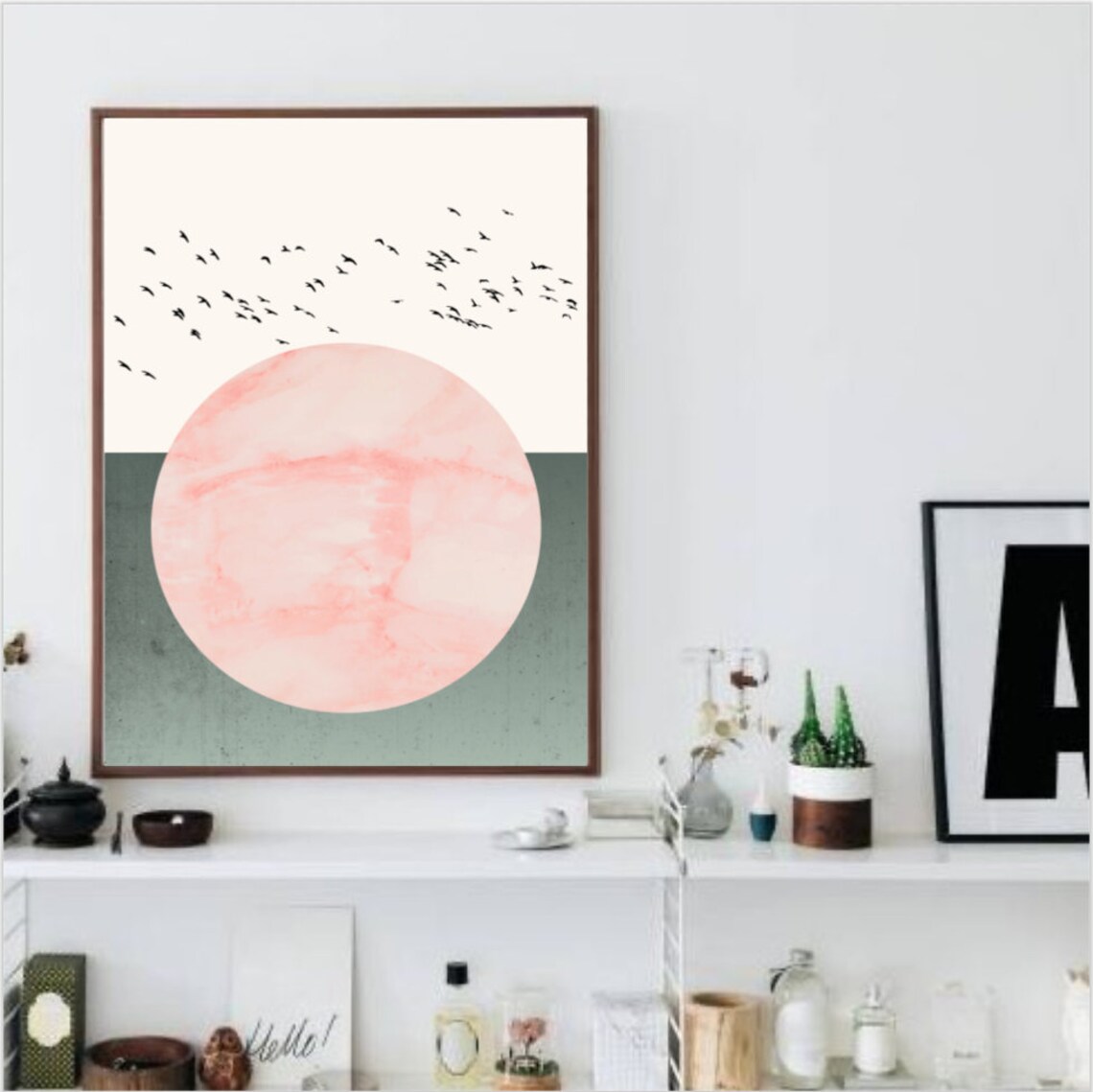 Green and Pink Abstract Wall Art Instant Download Printable Etsy