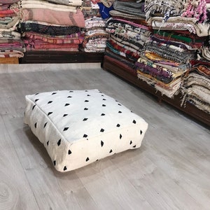 Handmade Berber Kilim Pouf, floor cushion