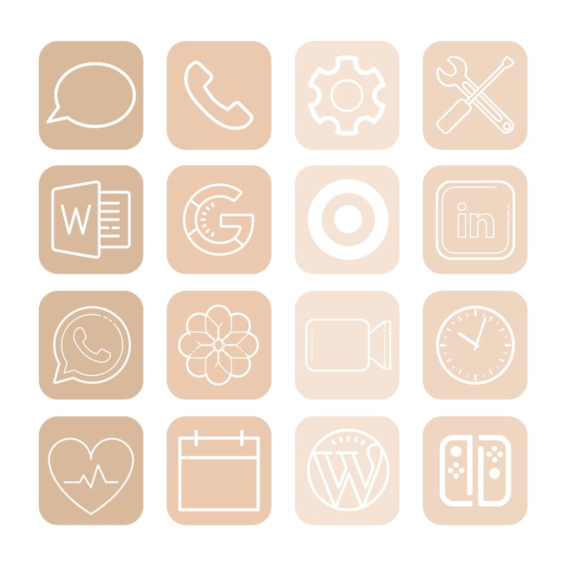 200 Beige App Icons for IOS 14 Update. Minimalist Icons for Etsy