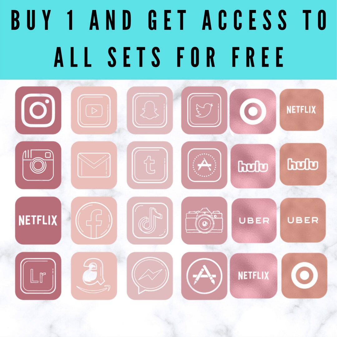 20,000 + App Icons for Ios 14 Rose Gold, App Icon Covers for iPhone ...