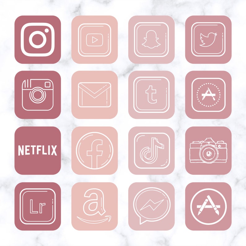 20,000 App Icons for Ios 14 Rose Gold, App Icon Covers for iPhone With
