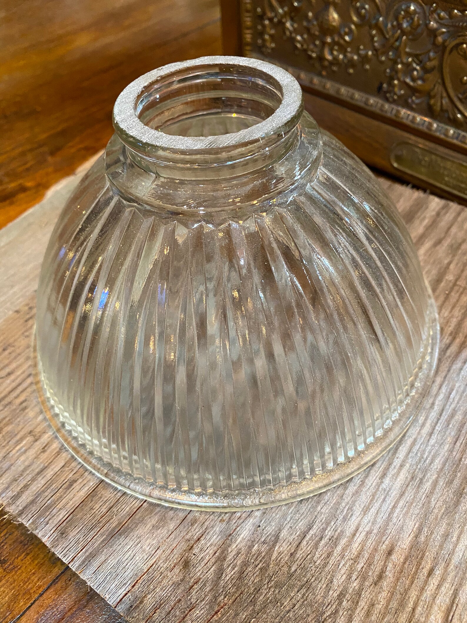 Glass Shade With Clear Glass Ribbed in the Glass. Etsy