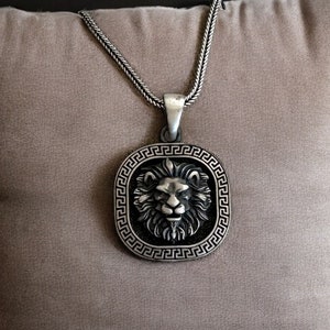 Lion King Silver Mens Necklace, Best Lion Men Necklace, Lion King Charm With Chain, Necklace For Men, Boyfriend Gift Necklace, Lion Gift