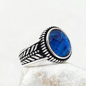 925k heren handgemaakte sterlingzilveren edelsteenring zwarte onyx paars groen blauw rode steen Turks zilveren herenring Gratis expresverzending