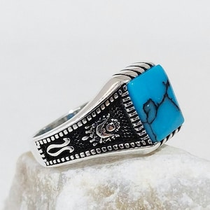 925k Ottomaanse wapenschild zilveren heren edelsteen ring tijgeroog turkoois rood paars blauw zwart zirkoonsteen gratis expresverzending