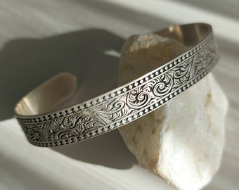 925 Sterling Silver Men's Handmade Shaped & Elegant Adjustable Cuff Bracelet