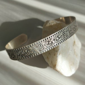 925 Sterling Silver Men's Handmade Shaped & Elegant Adjustable Cuff Bracelet