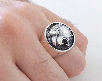 Handmade 925 Sterling Silver Tiger Ring - Wild Animal Jewelry