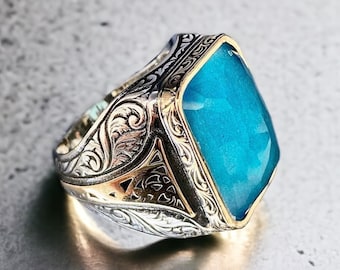 Paraiba Tourmaline Ring: Handmade 925 Sterling Silver Turkish Ring