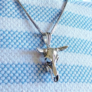 925 Sterling Silver Men Bull Skull Necklace, Bison Skull Pendant Necklace in Silver 925, Silver Mens Necklace, Men Gift Necklace