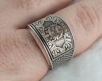 925 Sterling Silver Handmade Round Shaped Statement Ring