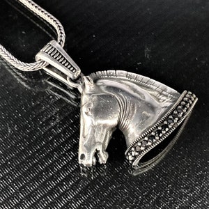 Handmade Sterling Silver Horse Pendant Necklace: Animal Jewelry