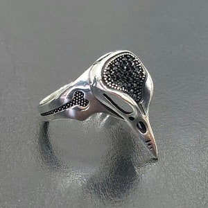 925K Silver Crow Shaped Gothic Ring Silver Handmade Jewelry , Raven Skull Silver Ring , Bird Ring, Viking Ring , Gift for Him