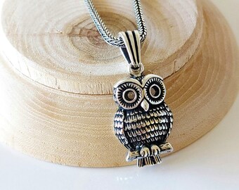 Collana Con Ciondolo Gufo In Argento Sterling E Pietra Di Luna - Gioiello Significativo Antistress, Regalo Per Donne