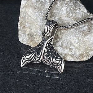 Mermaid Tail Sterling Silver Necklace Pendant , Handmade Fishtail Charm , 925 Sterling Silver Animal Pendant