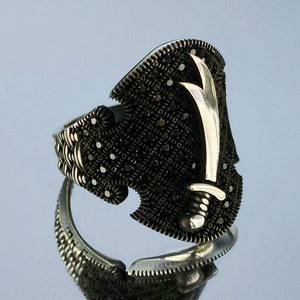 Zulfikar Sword Sterling Silver Ring: Turkish Handmade Mens Ring