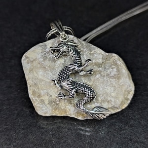 Handmade Sterling Silver Dragon Pendant Necklace - Unisex Jewelry