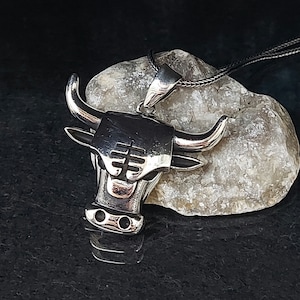 Wild Bull Silver Mens Necklace, Best Bull Men Necklace, Zodiac Bull Charm With Chain, Necklace For Men, BestFriend Gift Necklace, Bull Gift