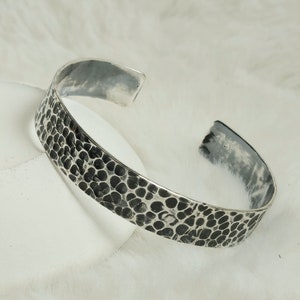 Handmade 925 Sterling Silver Men&#39;s Cuff Bracelet: Adjustable Thick Band