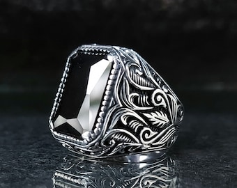 SILVER925 BIG ONYX DESIGN RING/シルバー/リング