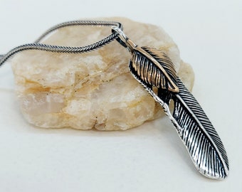 925 sterlingzilver heren feniksveer ketting hanger zilver- en bronskleur ketting verjaardagscadeau voor hem Gratis expresverzending