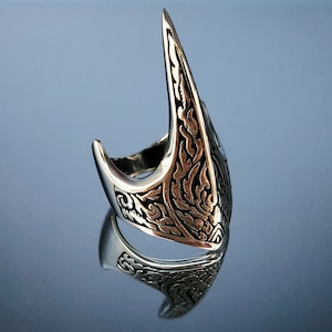 Anillo de pulgar de arquero hecho a mano en plata para hombre
