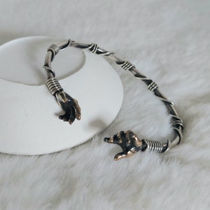 Handmade 925 Sterling Silver Hand Bracelet - Adjustable Unisex Cuff