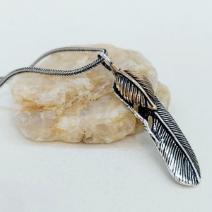 925 sterlingzilver heren feniksveer ketting hanger zilver- en bronskleur ketting verjaardagscadeau voor hem Gratis expresverzending