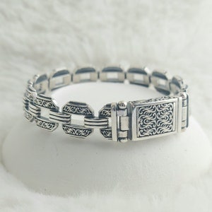 Handmade Sterling Silver Curb Link Bracelet: Cuban Chain for Men