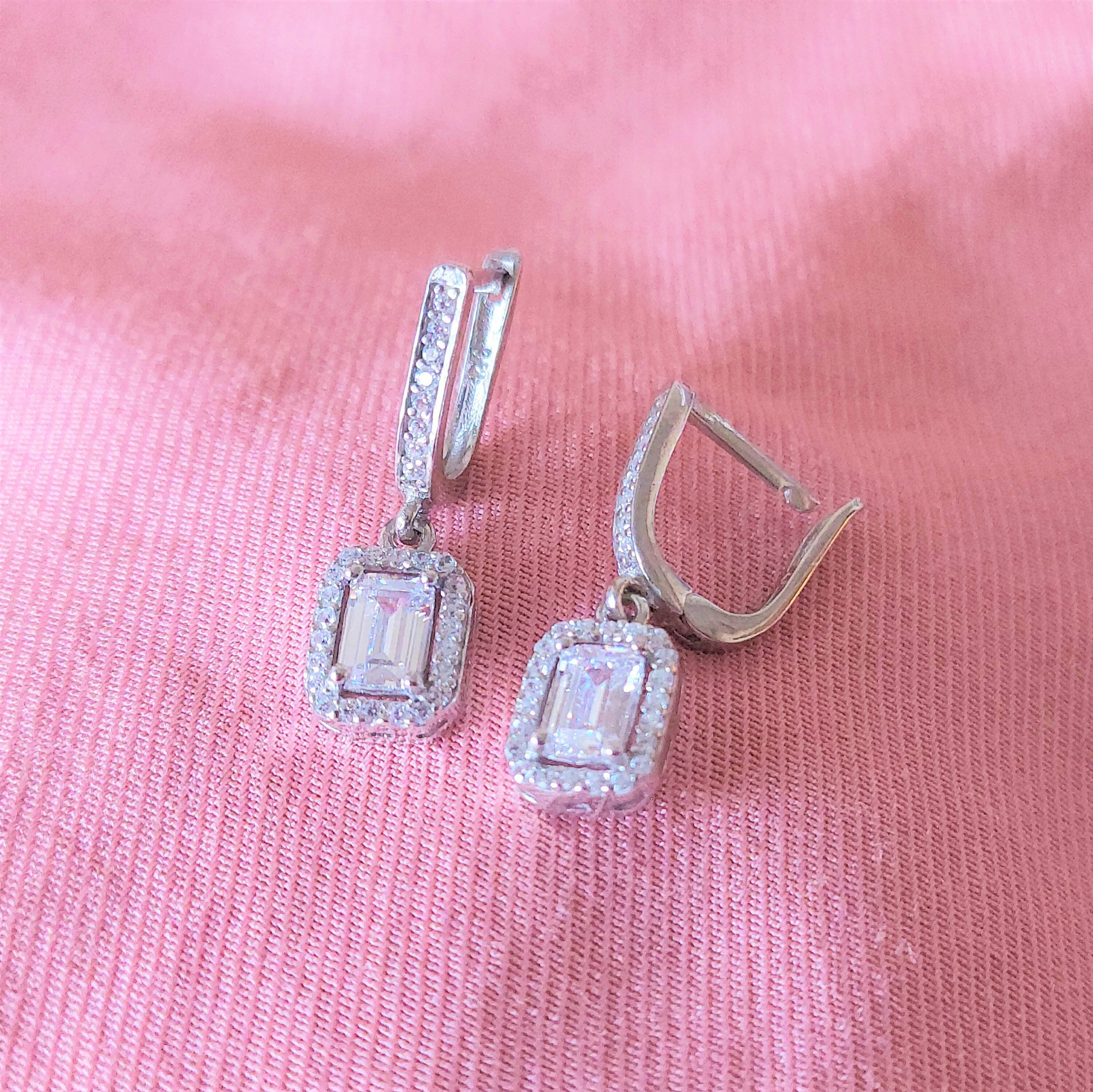 スターリングシルバー製ジルコンジュエリーセット：バゲットカット 