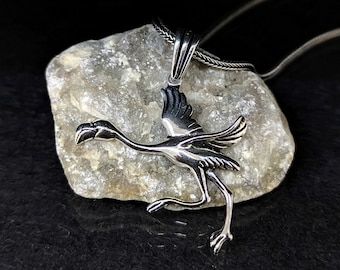 Handmade Sterling Silver Flamingo Pendant Necklace: Animal Jewelry