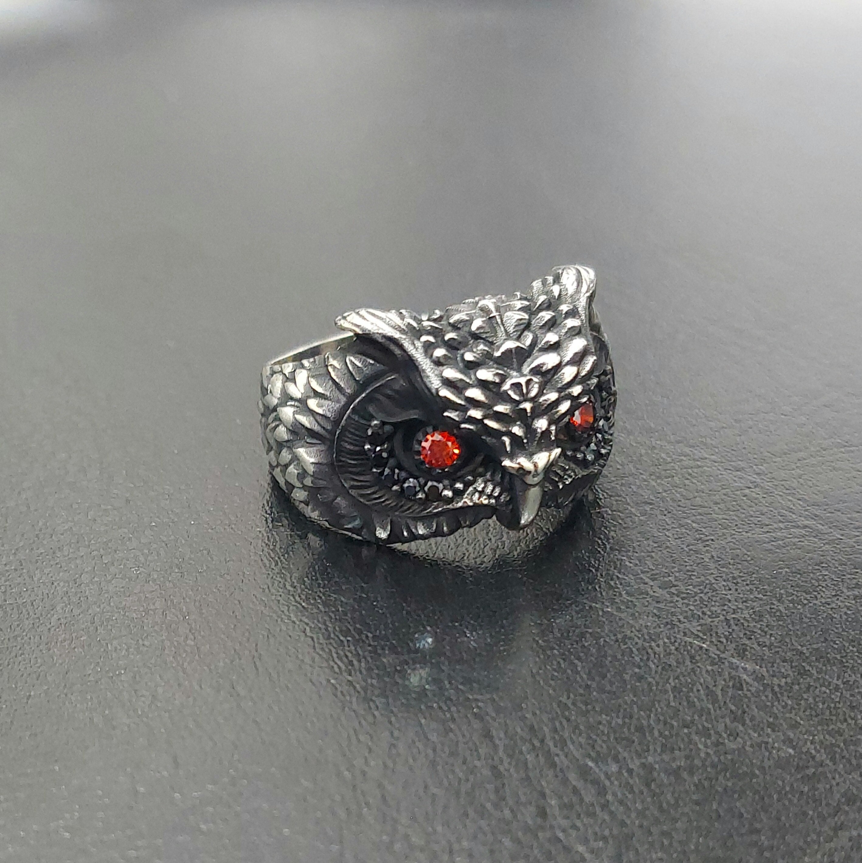 Handmade Sterling Silver Wild Owl Ring: Animal Themed Jewelry