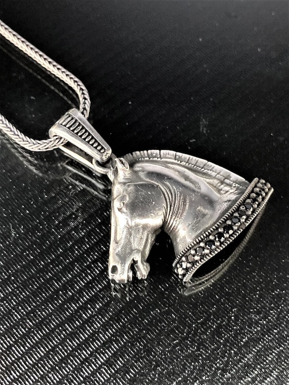 Handmade Sterling Silver Horse Pendant Necklace: Animal Jewelry