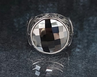 Turkish Handmade Black Zircon Stone Silver Men's Ring
