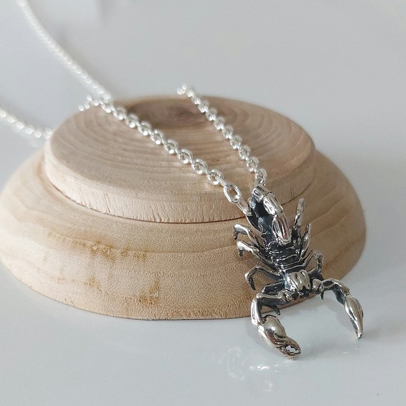 925k Silver Scorpion Pendant, 925 Silver Scorpion Pendant, Men Scorpion Necklace, Silver Scorpion Necklace, Gift For Men Silver Square Chain