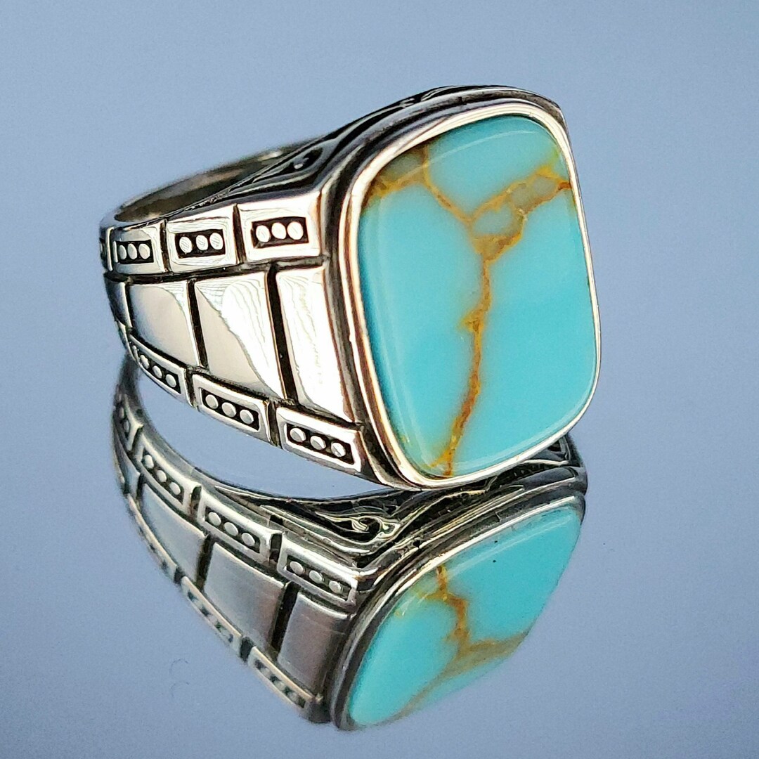 Turquoise Stone Ring Natural Stone Oval Gemstone Etsy