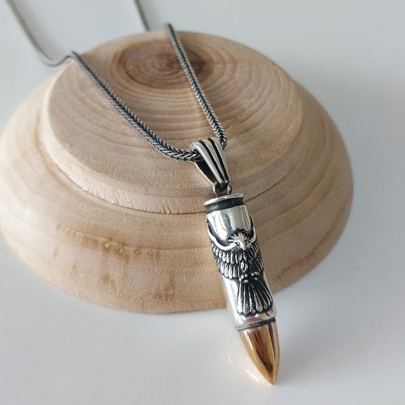 925k Silver Eagle Shape Pendant, 925 Silver Bullet Pendant, Sterling Silver Men Eagle Necklace, Silver Bullet Eagle Necklace, Gift for Men - Etsy 925k Silver Eagle Shape Pendant, 925 Silver Bullet Pendant, Sterling Silver Men Eagle Necklace, Silver Bullet Eagle Necklace, Gift for Men - Etsy